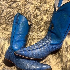 Men's RED WAGON Blue GATOR PRINT Exotic WESTERN Cowboy Boots Sz 7.5